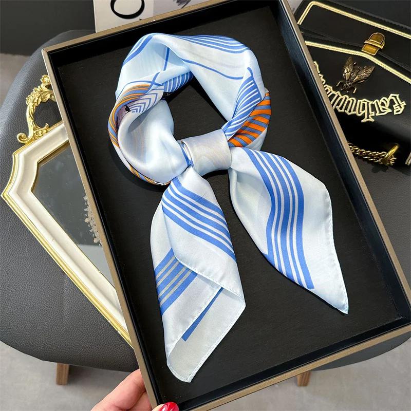 Luxury Silk Shawl Square Scarf Women Horse Satin Hijab Fashion Wraps Neckerchief Female Hair Bands Ribbon Headband Bandana 70CM