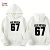 67 Huvtröjor pojkar flickor pullovers Harajuku huvtröjor 67 Tryckt Fleece Huvtröja Barn Höst Vinter Vardagsmode unisex Sweatshirt