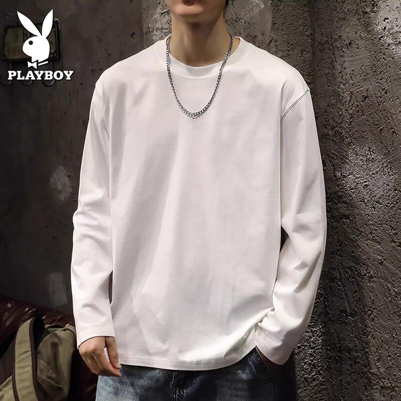 Мужская футболка PLAYBOY с принтом букв 100% хлопок с длинным рукавом 4XL