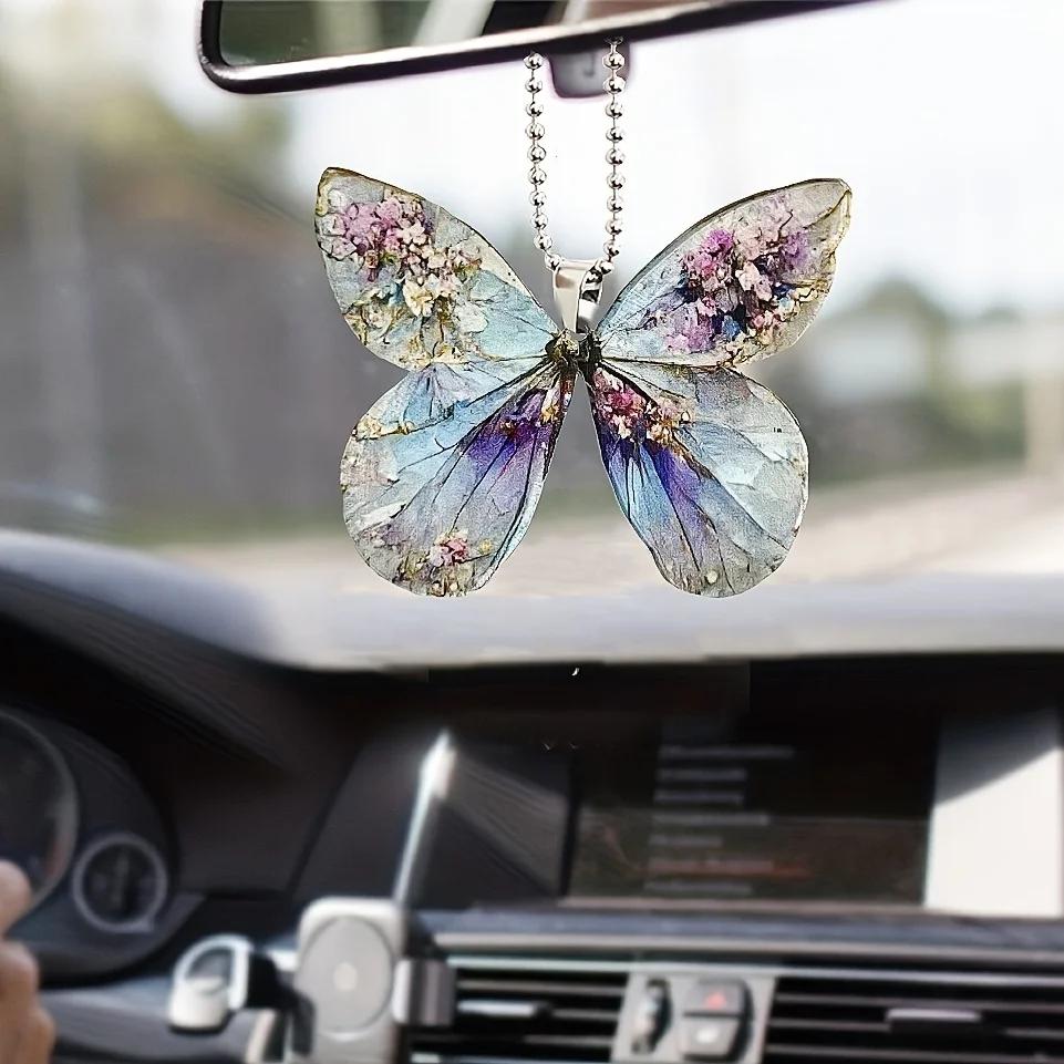 1pc Acrylic Butterfly Car Pendan Fashion Keychain T Car Interior Accessories Pendant Couple Gift Home Decoration Gift