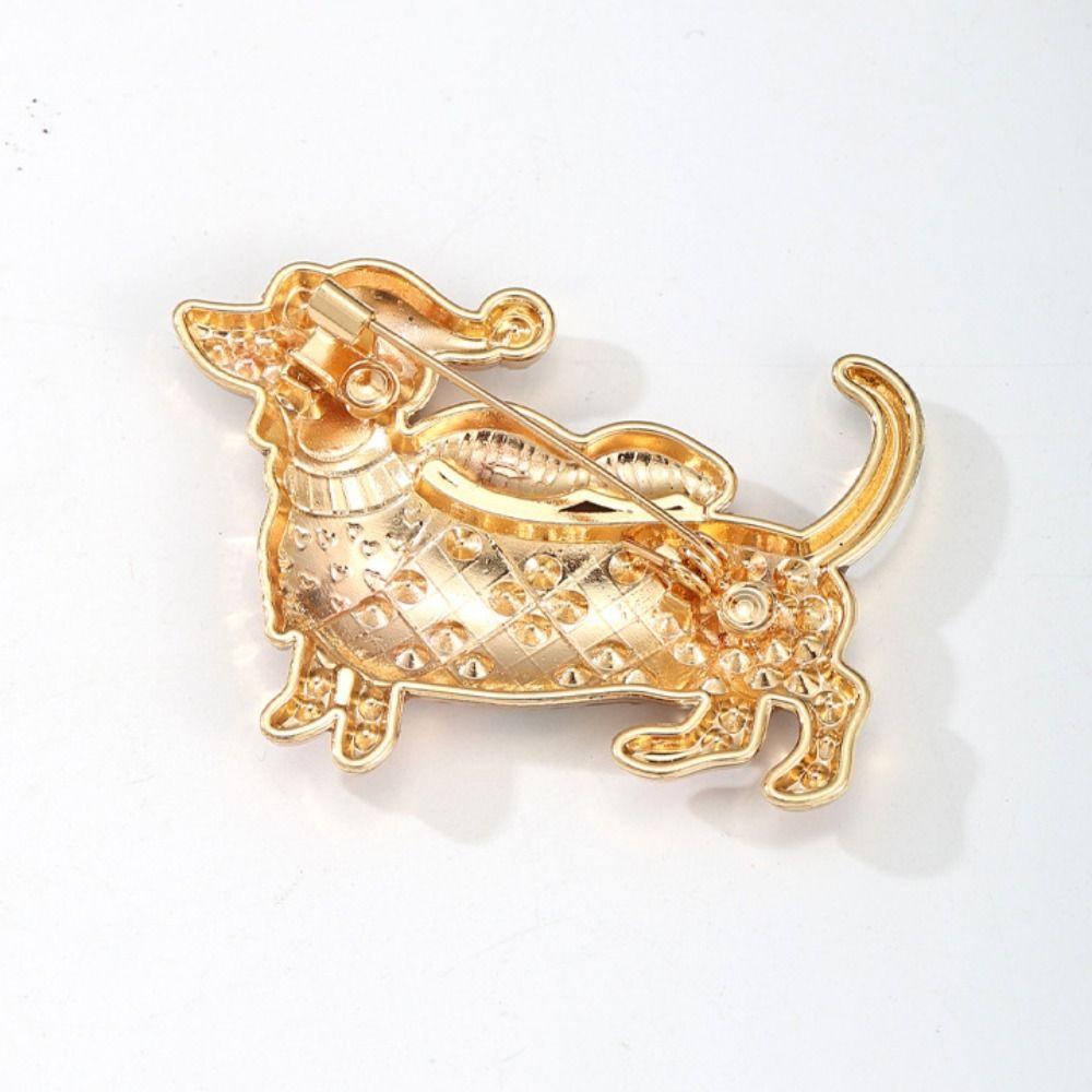 Enamel Rhinestone Brooch Dog Christmas Crystal Pins Fashion Xmas Jewelry Party