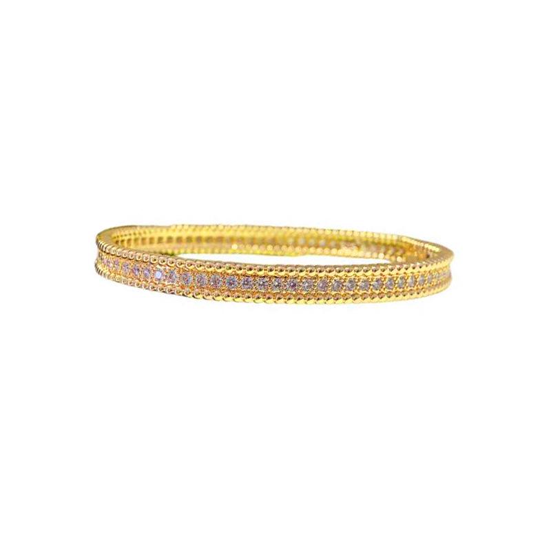 Three-Tone Diamond Star Women s Bracelet - Champagne, White, Yellow Gold