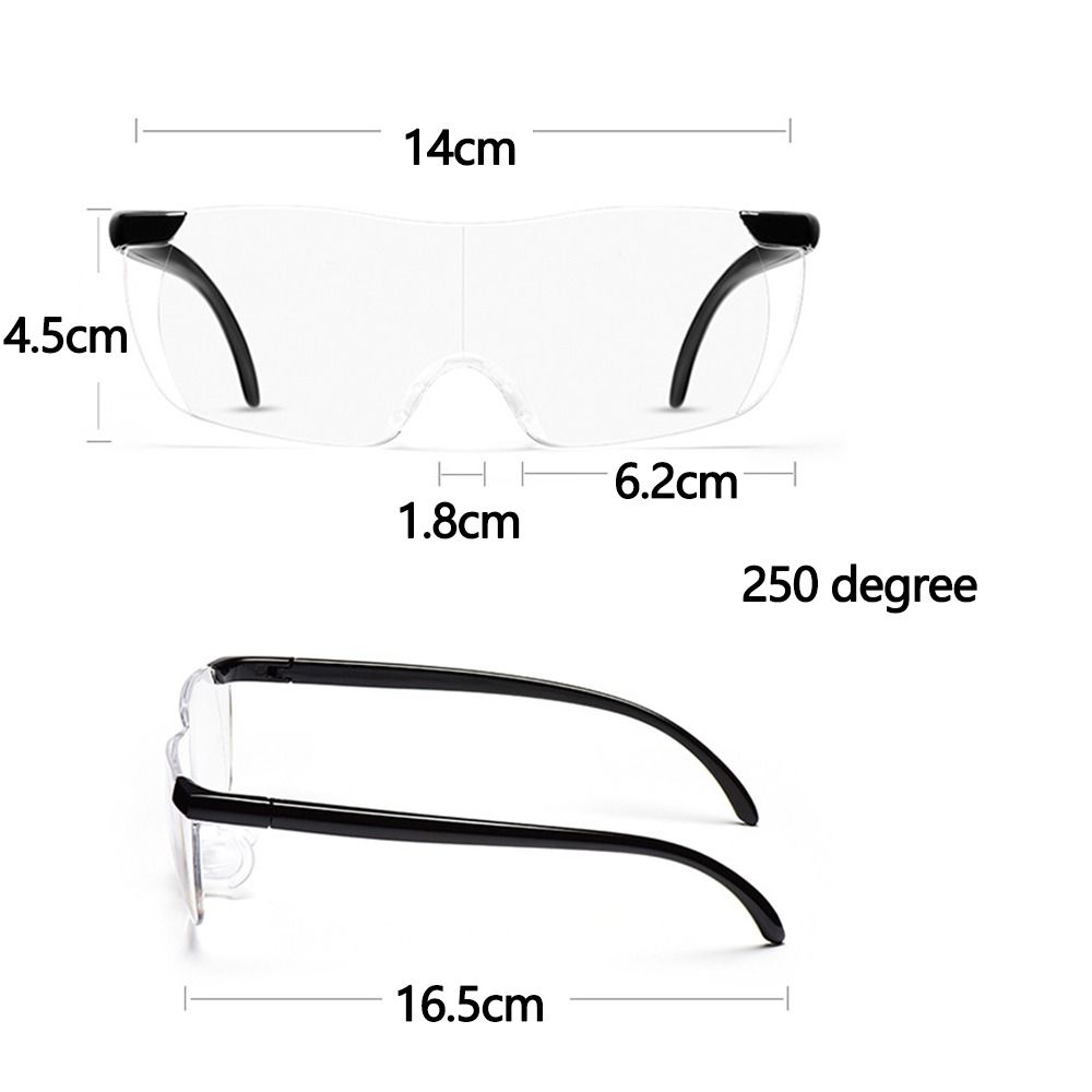 250 Degree Magnifiers Eyewear Lightweight Frameless Eyeglasses Comfortable Working Goggles  Men