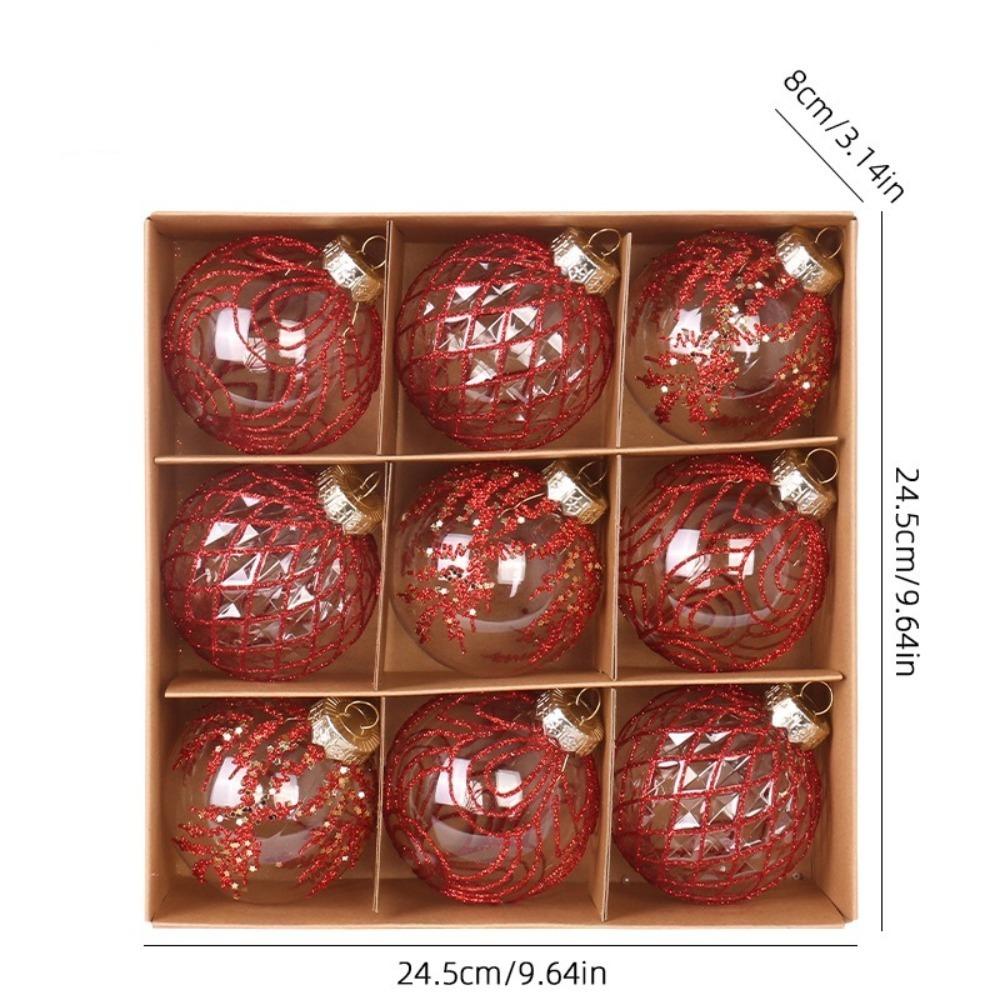 

9PCS Color Print Christmas Tree Balls 9cm Xmas Ball Pendant Xmas Tree Hanging Ornament New Year