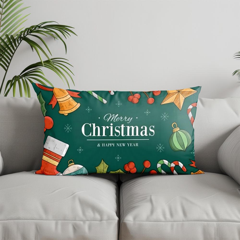 Home Decor Merry Christmas Reindeer Pillow Cover Suitable For Sofa Bedroom Car Pillow Cover Cushion Rectangular Back Cushion