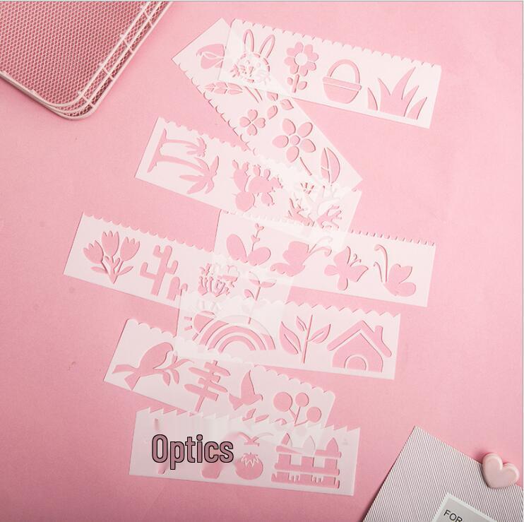 Children's Lace Notebook Ruler Set: 16 Style Templates for Drawing and Coloring (18.5 X 5.5 Cm)