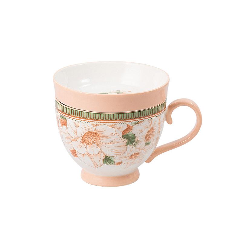 Camellia Large Capacity Ceramic Breakfast Milk Oat Cup Pastoral Style with Dim Sum Ceramic Coffee Mark Cup