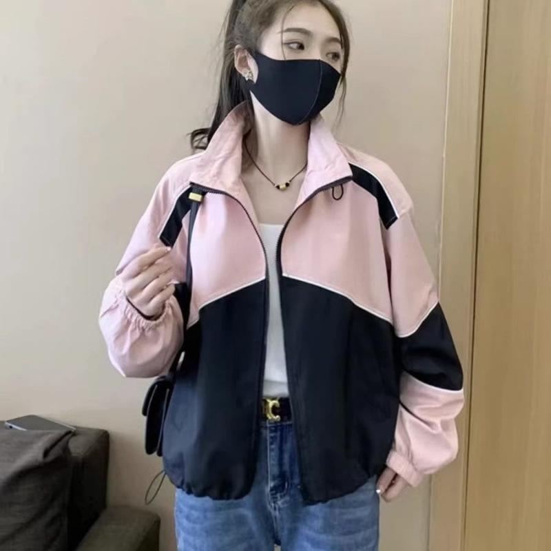 Short Autumn New Casual Versatile Loose Color Matching Baseball Jersey Top