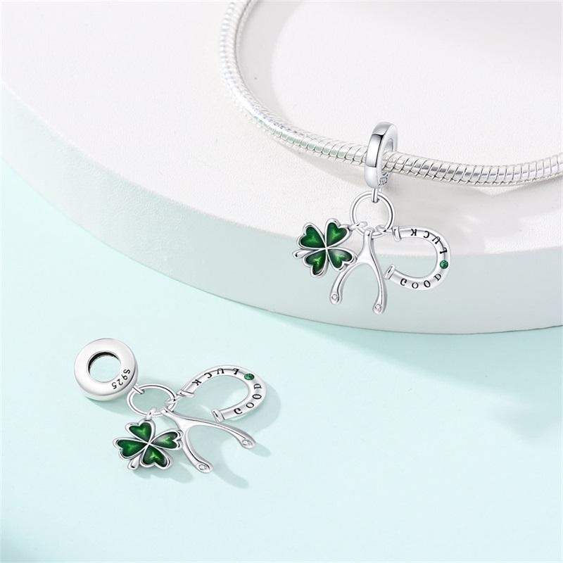 Spring Theme Lucky Four Leaf Clover Series Genuine Copper Designer Charms Bead Fit Pandach Original Bracelet Diy Birthday Jewelry