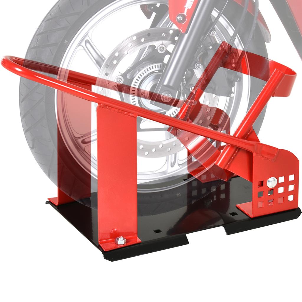 Universal Motorcycle Support Rail Motorcycle Wheel Support Motorcycle Stand Wheel Chock 8-15.5 cm Pre-Drilled Holes