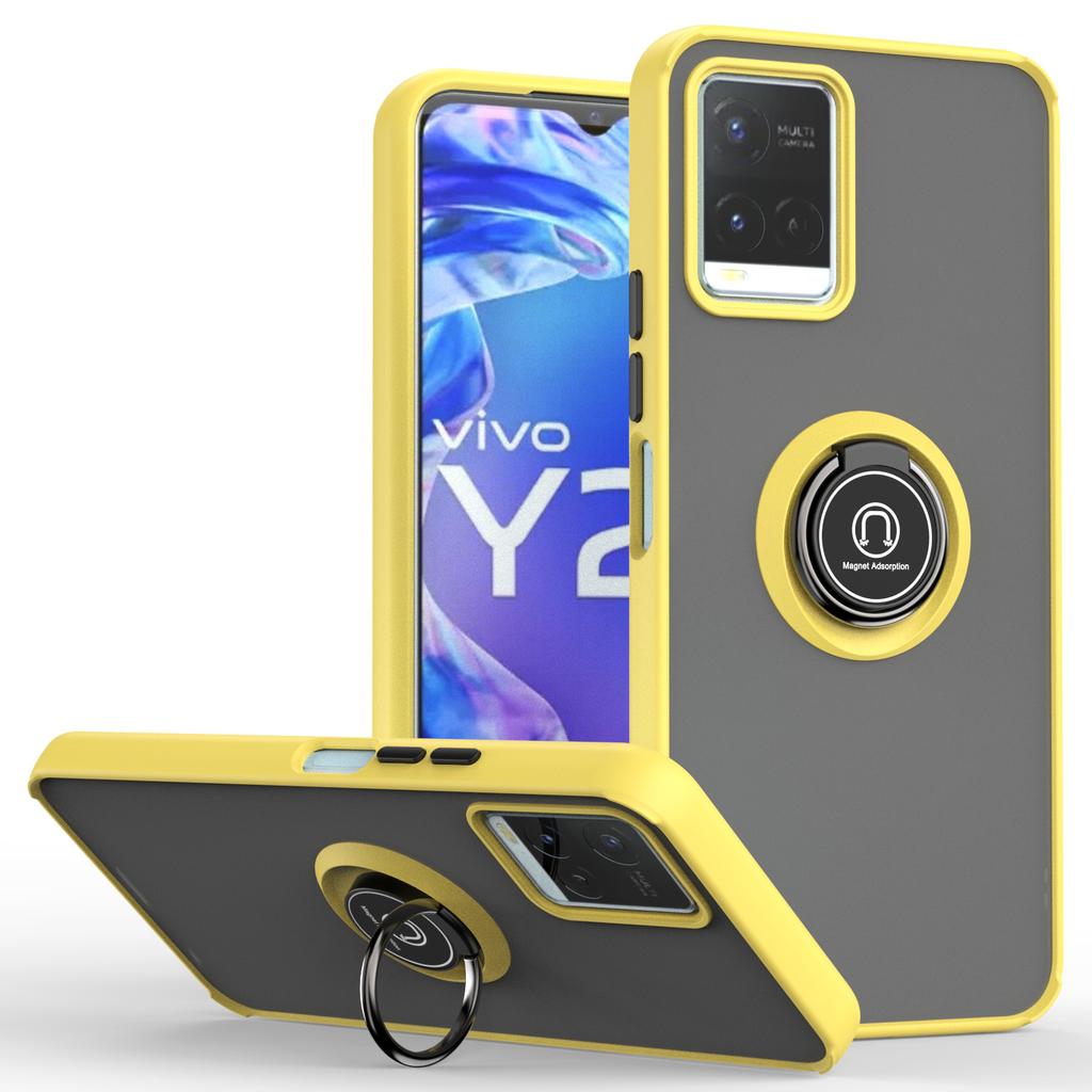 Magnetic Ring Holder TPU Bumper Shockproof Case For VIVO Y21 Y21S Y33S Y20 V21 V21E Y17 Y15 Y12 Y11 Matte Hard PC Back Cover