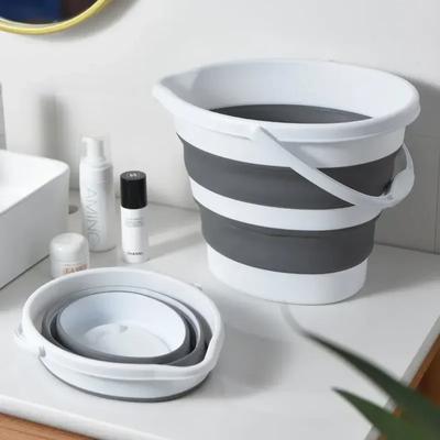 Secchio d'acqua pieghevole da 5/10 litri Secchio in silicone Forniture da campeggio Prodotti per il bagno di casa Grande cesto per la biancheria Secchio per riporre i vestiti
