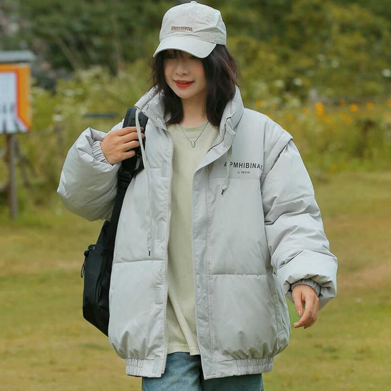 Sleeves Detachable Men and Women with The Same Cotton-padded Jacket Women's Winter Loose Padded Cotton-padded Jacket Couple Coat.