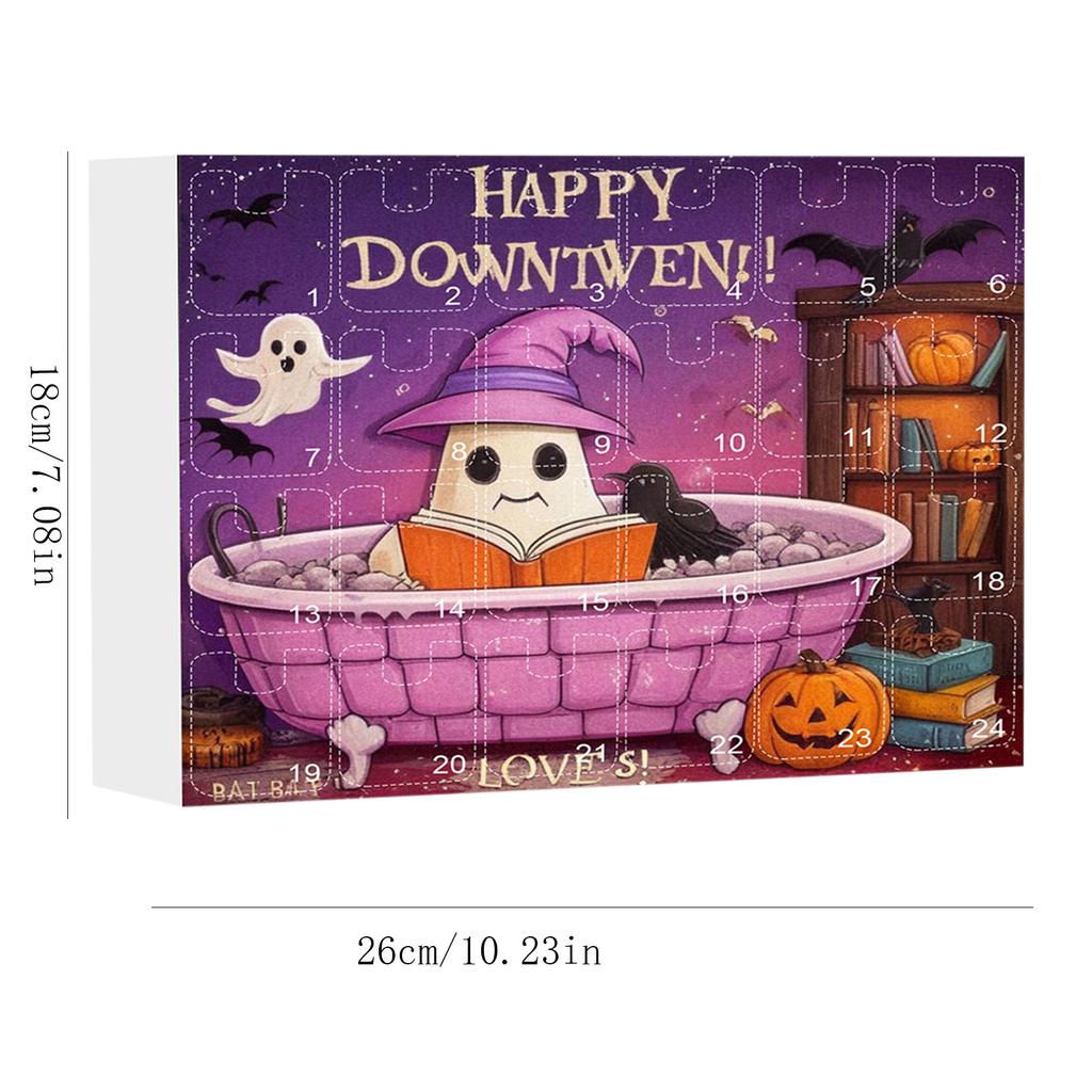 2025 Halloween Advent Calendar, 24 PCS Acrylic Ghost Reading Hanging Decorations, 2D Flat Acrylic Ghost Reading Hanging Ornament, Countdown Decor