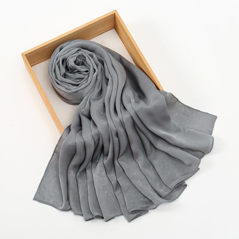 Hot-selling New Mulberry Silk Colored Diamond Versatile Women's Scarf Fashionable Long Thin Breathable Bag Head Long Scarf