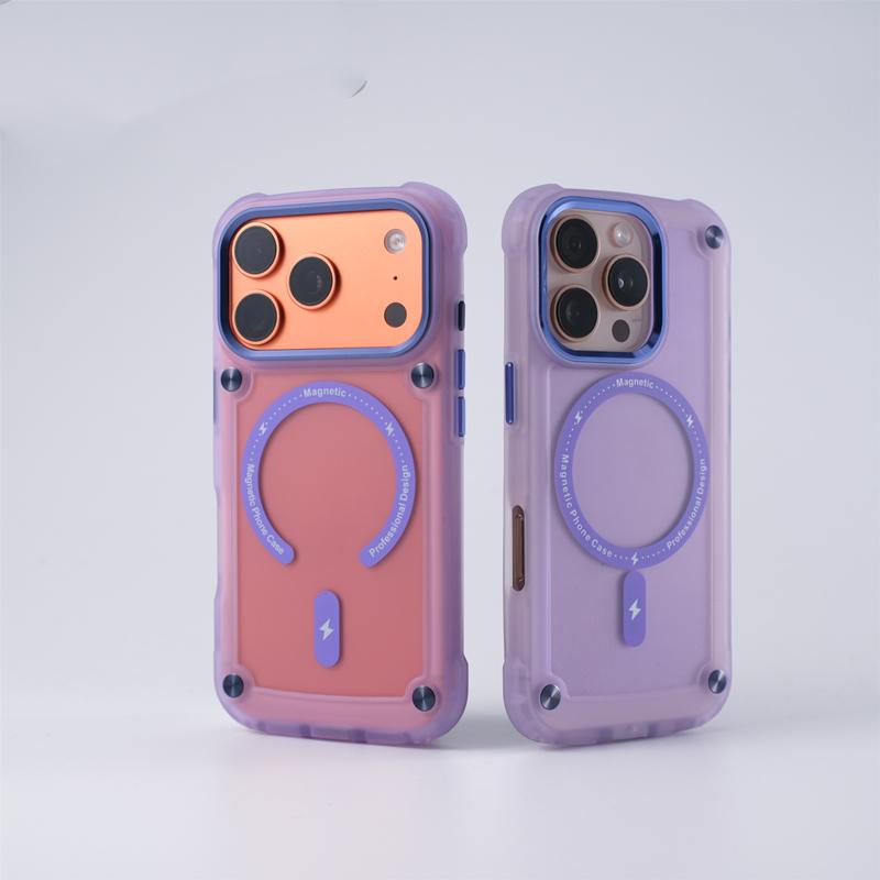

Магнитный матовый полупрозрачный чехол для Magsafe для iPhone 17 16 15 14 Plus 13 12 Pro Max Air Роскошная металлическая кнопка Ударопрочный чехол iPhone 15 Pro