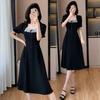 Summer New Large-size Women's Clothing Fat Mm High-end Wear with Age-reducing Temperament Dress Simple and Generous Small Black Skirt
