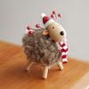 Plush Body Xmas Figurine Wood Head Festive Decor New Table Statue  Shelf Decor