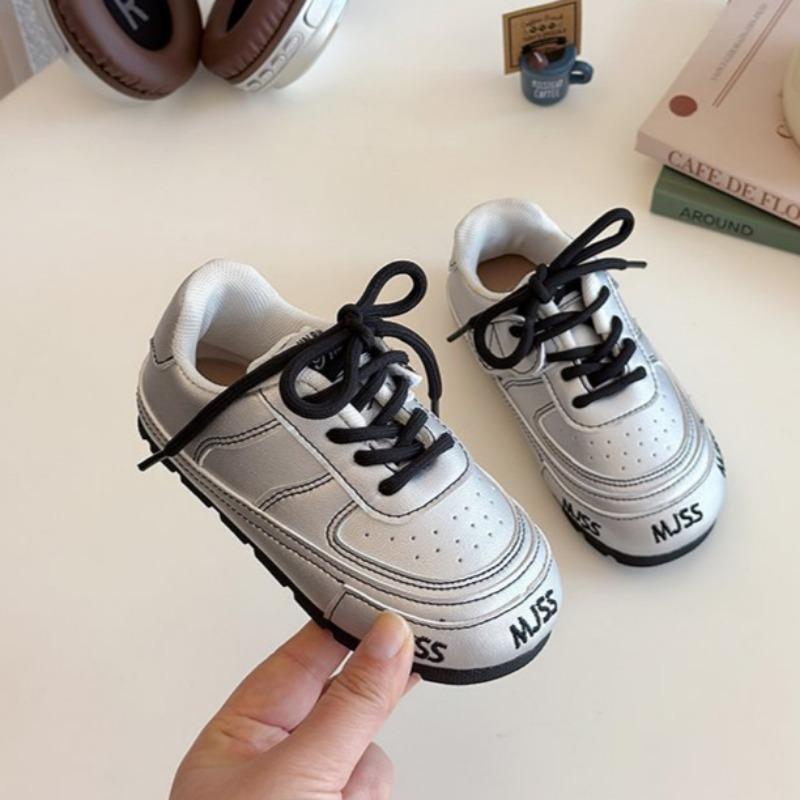 

Children s Korean Style Bread Shoes Boys Trendy Waterproof Casual Shoes Round Toe Non-slip Sports Shoes All-match White Shoes 23 срібний