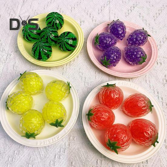 Bead Filled Fruit Squeeze Toy Stress Relief Strawberry Grape Watermelon Pineapple Pinch Sensory Fidget Toy Kids Adults Soft TPR Calming Stress Ball