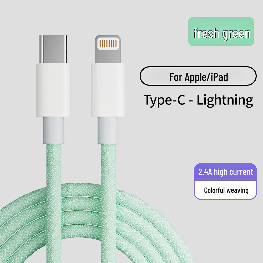 

Совместим с Apple iPhone 14 Pro Max & 13, Быстрая зарядка PD20W Плетеный кабель 1m Fresh Green