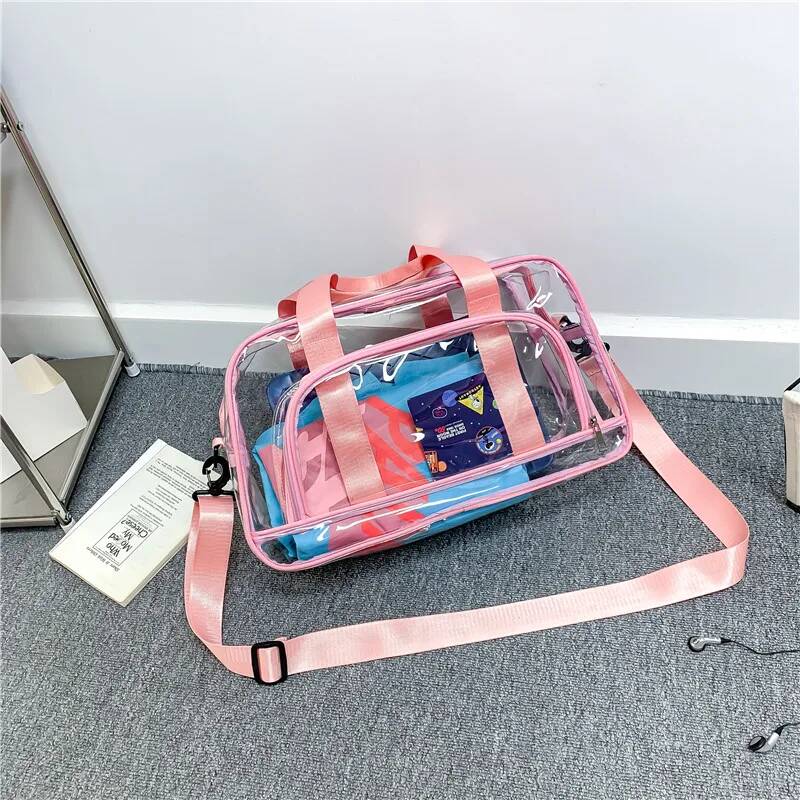 Trend Transparent Trip Beach Sling Carry Bags Roomy PVC Sports Jelly Shoulder Bags Compact Toiletry Organizer Handbags