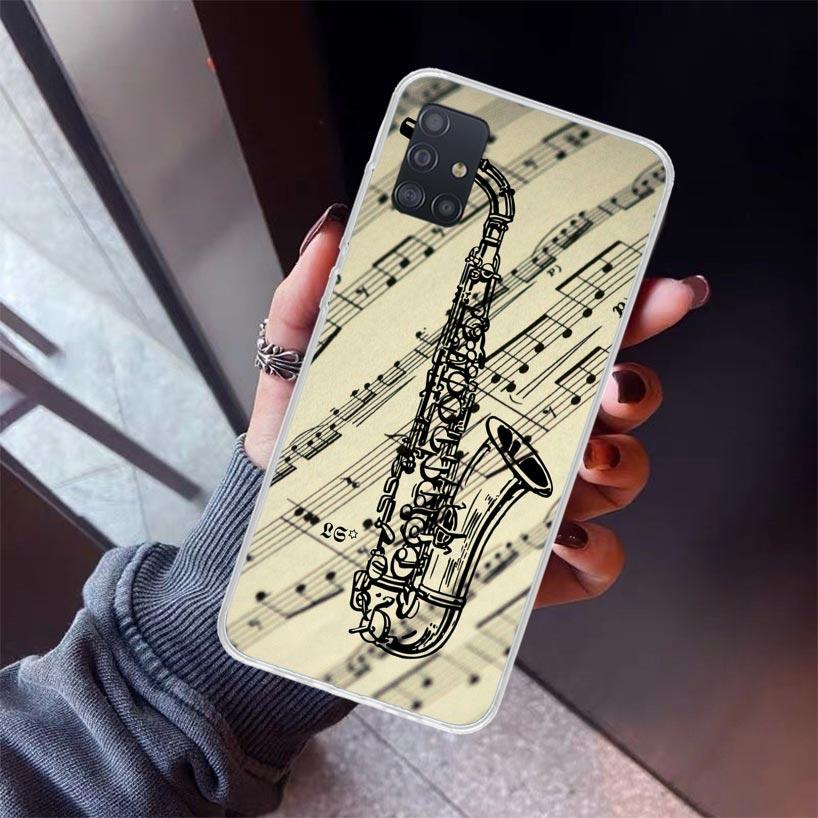 Music Saxophone Instrument Phone Case For Samsung Galaxy A52 A51 A50S A32 A22 A12 A02S A72 A71 A31 A70 A30S Note 20 Ultra 10 Plu