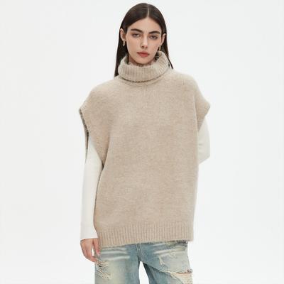 DIMANAF 2025 Plus Size Sweaters Turtleneck Vest Autumn Women  Sweaters Knitting White Sweater