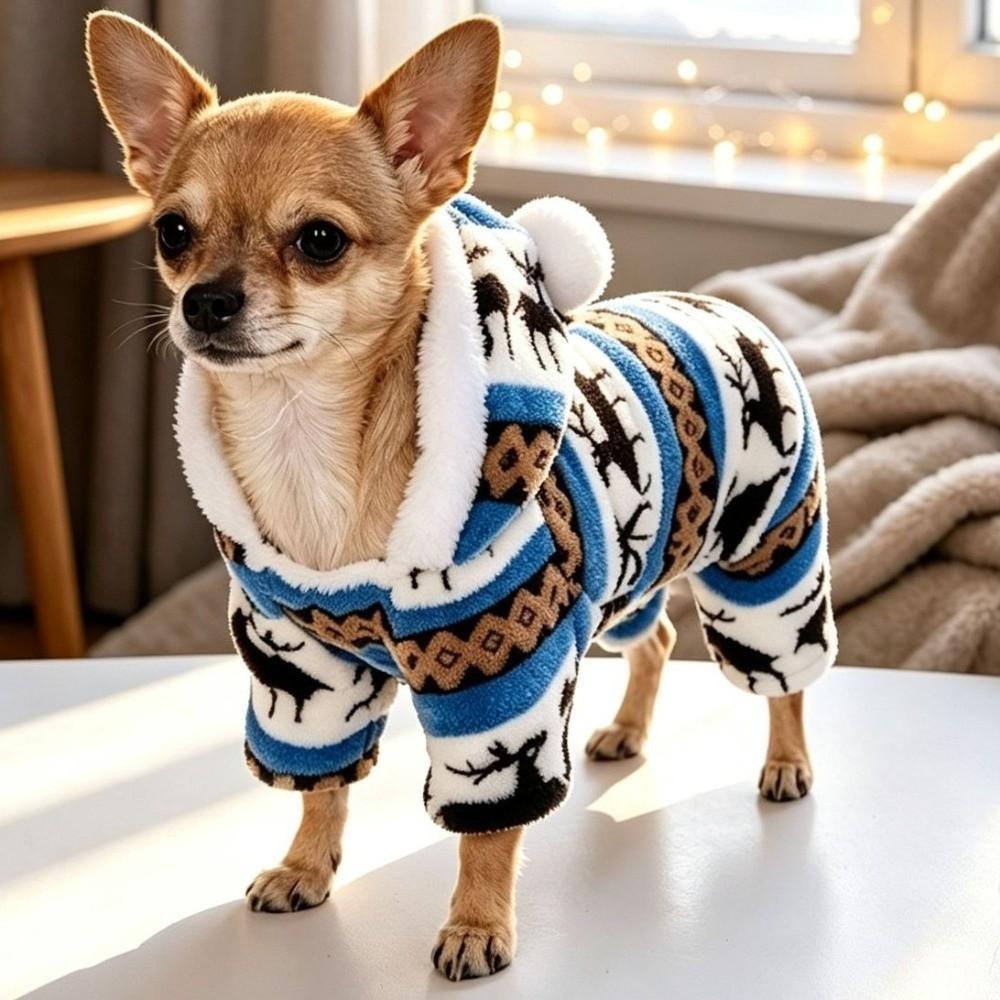 Hooded Design Xmas Dog Clothes Reindeer Winter Dog Clothes Dog Four Legged Coat  Photo Prop