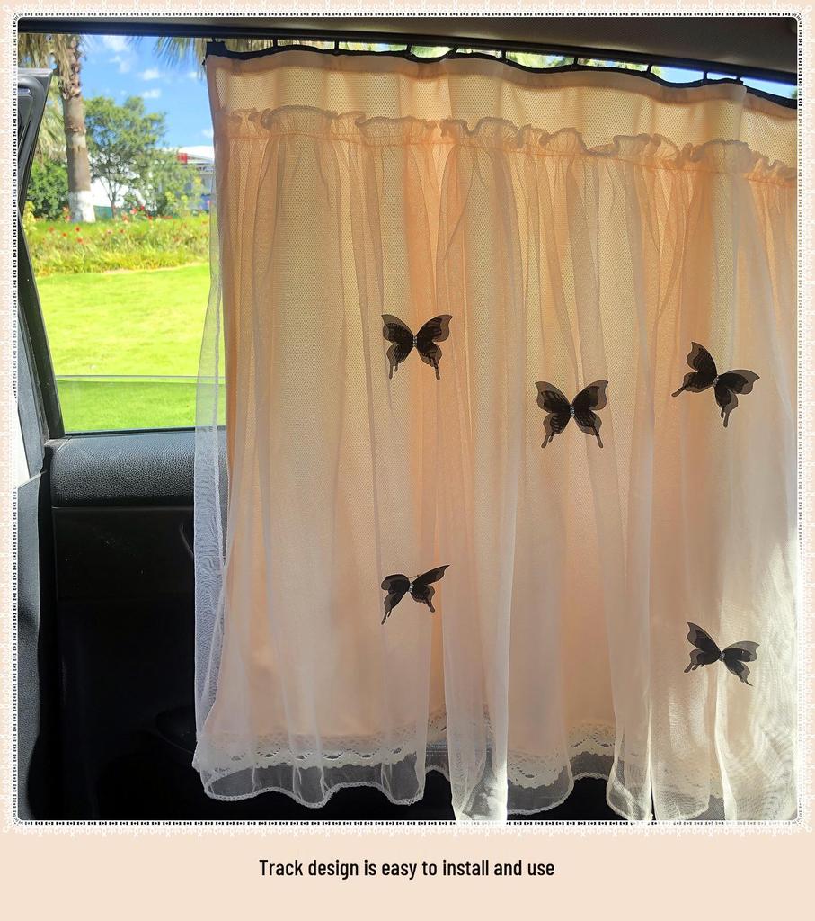 Butterfly Baby Sun Protection Suction Cup Car Curtains - Heat Insulation & Privacy Side Window Gauze Shade