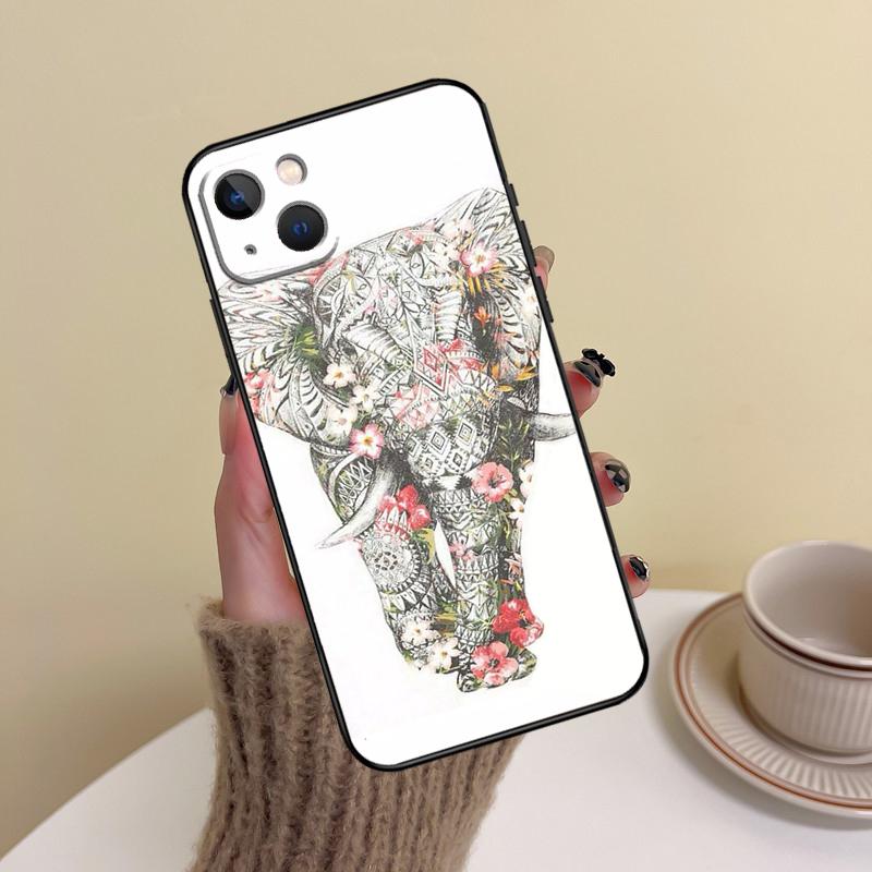 

Elephant Mandala Aztec Phone Case For iPhone 17 Pro Max 14 13 12 11 15 16 Pro Max mini Plus 16e 17 Air Cover Funda iPhone 16 Plus