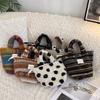 Stylish Plush Tote Bag For Women With Chic Polka Dot Design Perfect For Work And Leisure