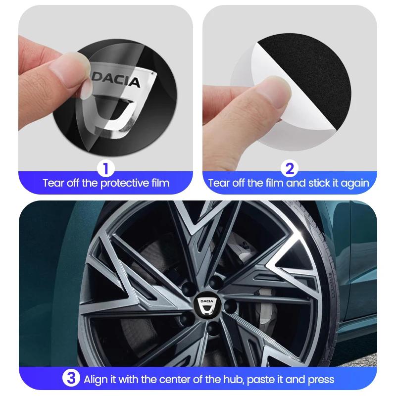 4Pcs Car Emblem Wheel Hub Center Cap Sticker Rim Badge Cover For Dacia Duster Sandero Stepway Logan Lodgy Jogger Spring Dokker