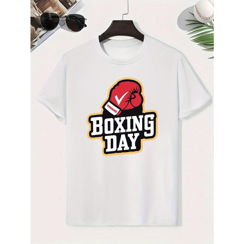Kids Crew Neck Short Sleeve T-Shirt with Boxing Graphic & BOXING DAY Letter Print