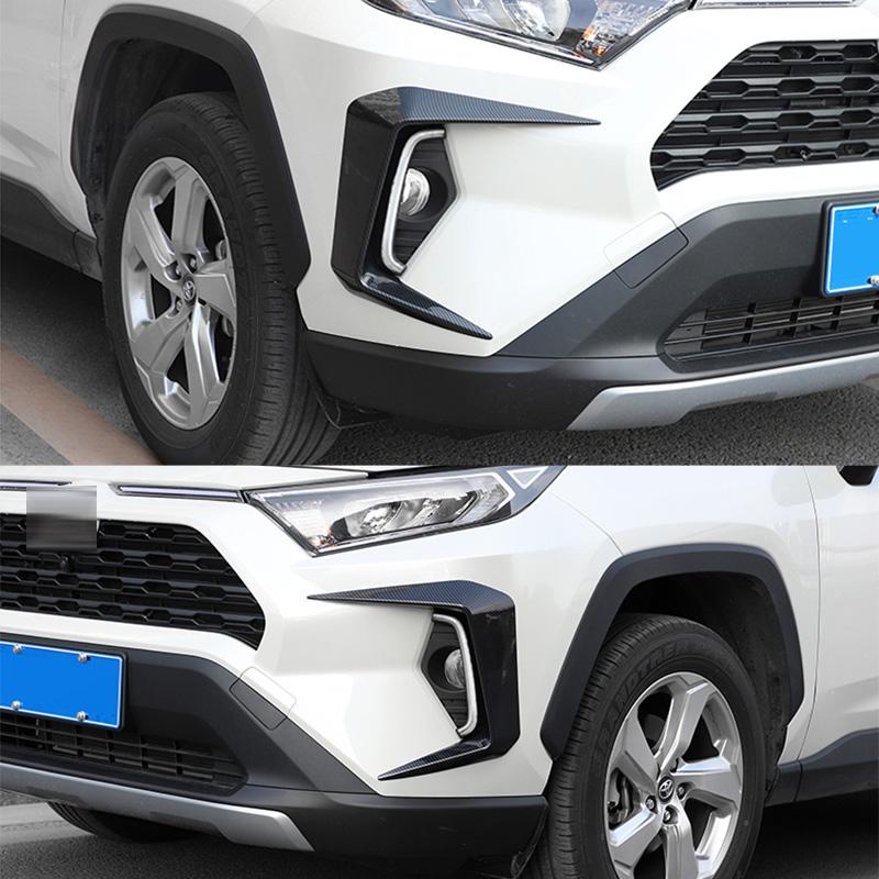 2PCS For Toyota RAV4   Car Front Bumper Fog Light Frame Cap Daytime Running Lamp Trim Eyebrow Cover Hood