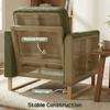 Accent Chair with Spring, Modern Industrial Armchair with Metal Legs for Livingroom Dark Green
