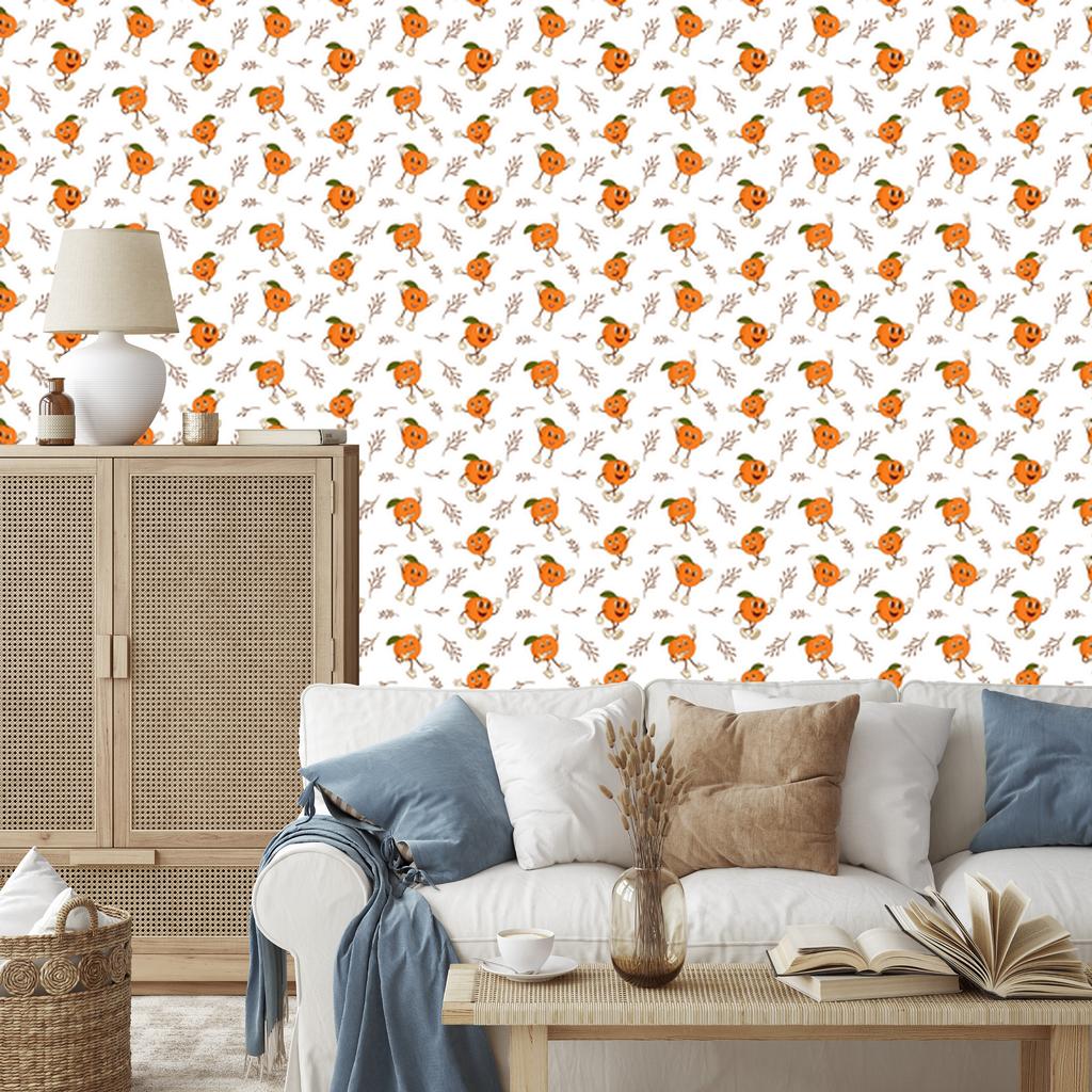 Retro White and Peach Wallpaper for Living Room and Bedroom 50x1000