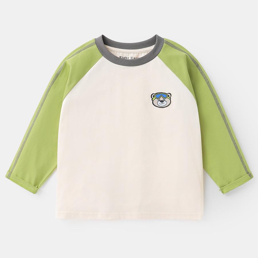 Boys' Striped Long-Sleeve Antibacterial Cotton T-Shirt