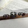 Dark Gothic Y2K Cat Full Diamond Zir*****Pen Ring Sweet Cool Niche Premium Sense Stacked Ring