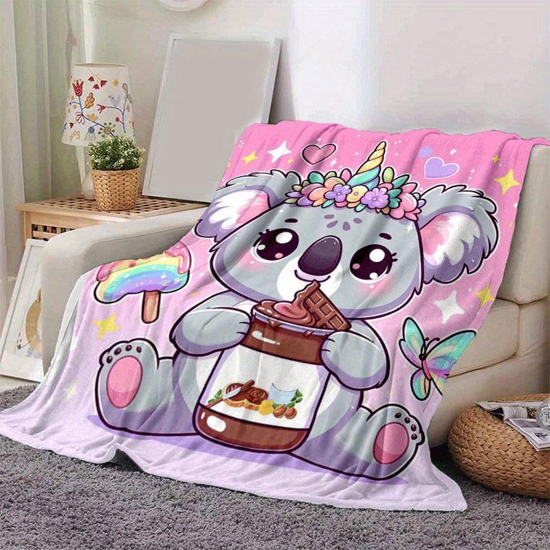 1 Stück leichte Flanelldecke mit Waschbär-Aufdruck, bequeme und warme Decke, für Camping, Sofa, Bett, Couch, Büro, Geschenk