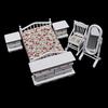 6Pcs 1:12 Dollhouse Miniature White Wooden Bedroom Furniture Set Doll House