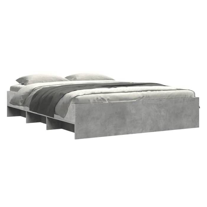 VidaXL Cadre de lit gris béton 150x200 cm bois d'ingénierie, meuble de chambre à coucher, lit double, sommier, lit, cadre de 3295649
