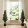 Set of 2 Decorative Artificial Plants Cypress in Weighted Pot, Fake Plant with 1092 Leaves, 120 cm