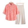 Yalu Mid-Age Women's Stylish Summer Short-Sleeve Top & Pants Set