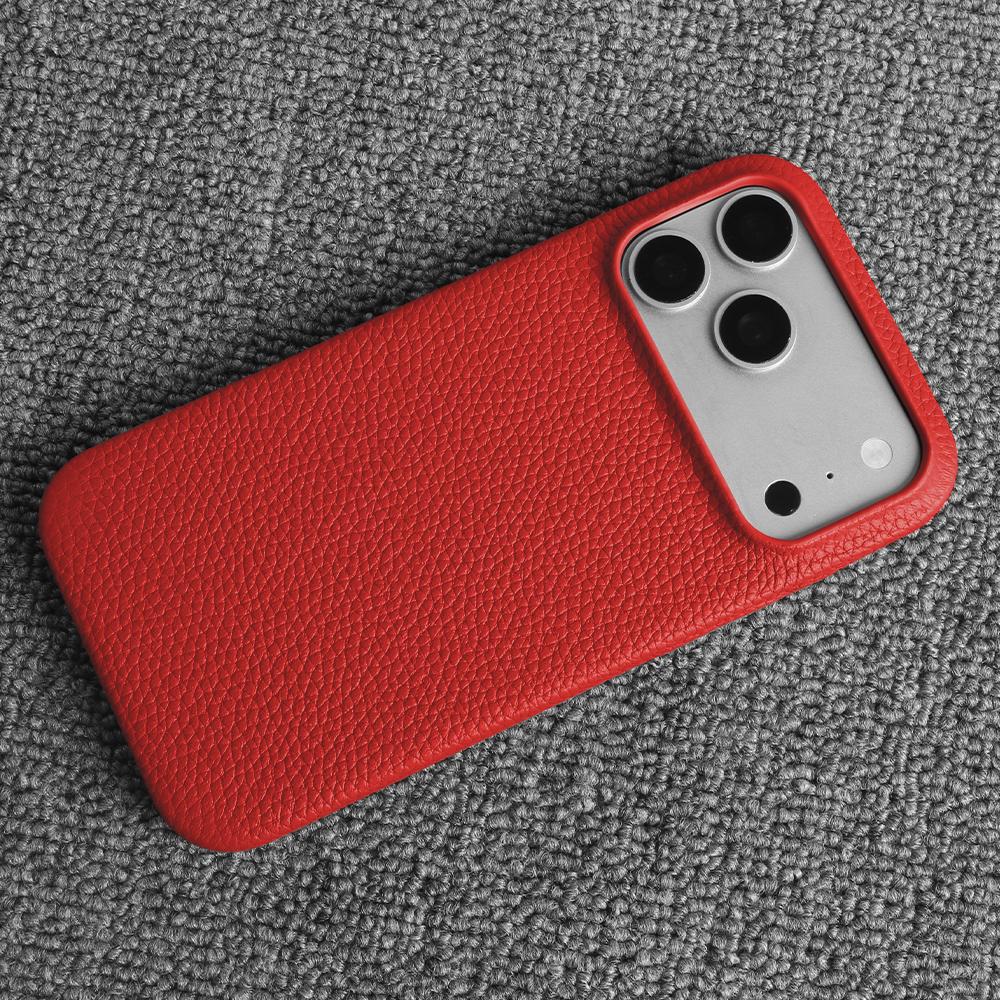 Luxus Echtleder Rindsleder Hülle für iPhone 17 Pro Max 16 15 14 13 12 Natürliches Rindsleder Litschi-Leder Stoßfeste Handyhülle Fundas