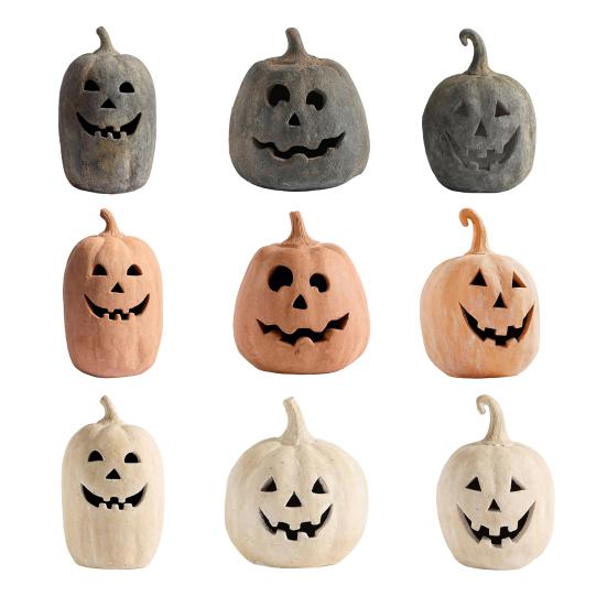 Pumpkin Halloween Decoration Hand-Carved Classic Jack Lantern Fall Decor Farmhouse Table Porch Indoor Ornament