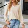 Women's Fashionable Color Loose Round Neck Long Sleeved Pullover T-shirt Top