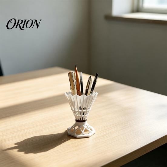 Sports Fan Desk Organizer Badminton Pen Holder, Creative Theme for Themed Office Accessory Fans, 3D Printed Desktop Ornament, Practical Stationery