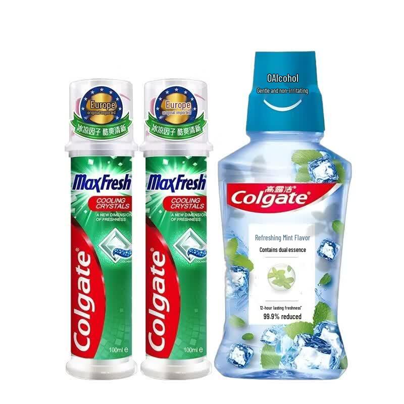 Colgate Vitality Mint Mouthwash & Cool Refreshing Toothpaste Set