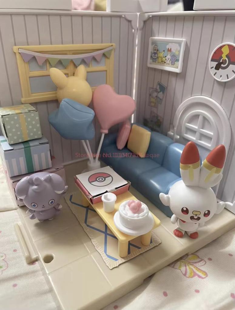 hot! Takara Tomy Poke Peace House Kitchen Bathroom Shop Pikachu Starzora Park Pikachu&Jirachi Toys Playset Gift